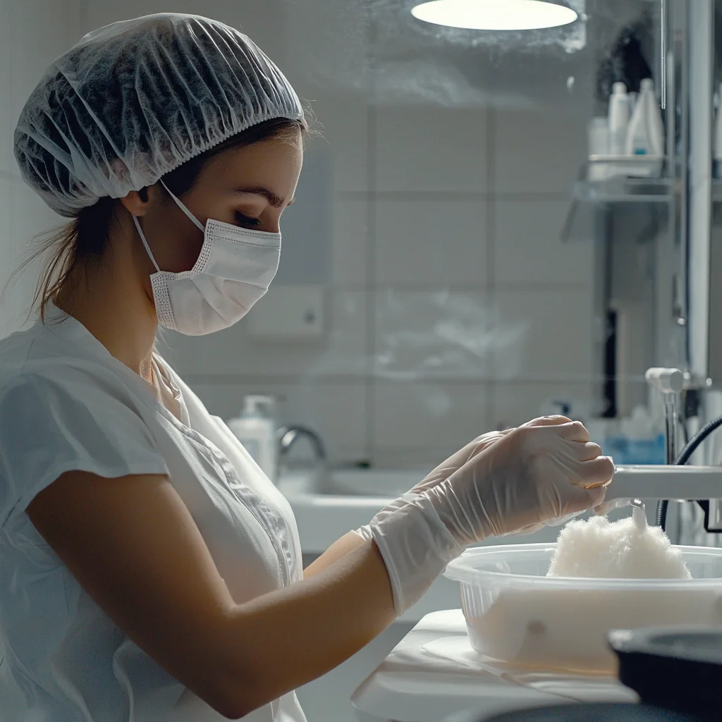 photo d'une femme qui fabrique un shampoing solide au shikakai