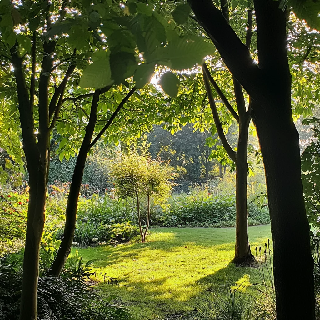 photo d'un jardin avec des arbres