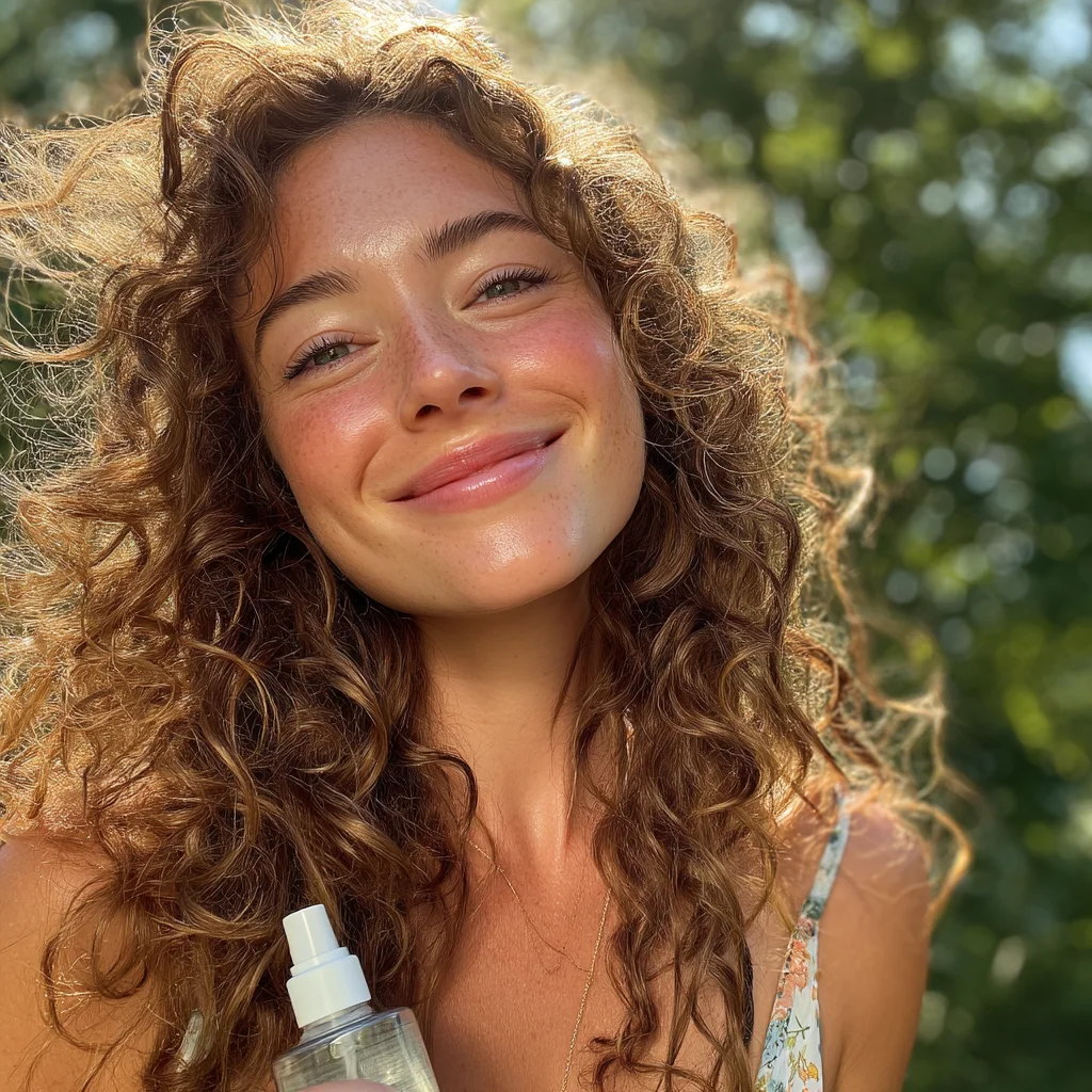 jeune femme tenant une eau florale