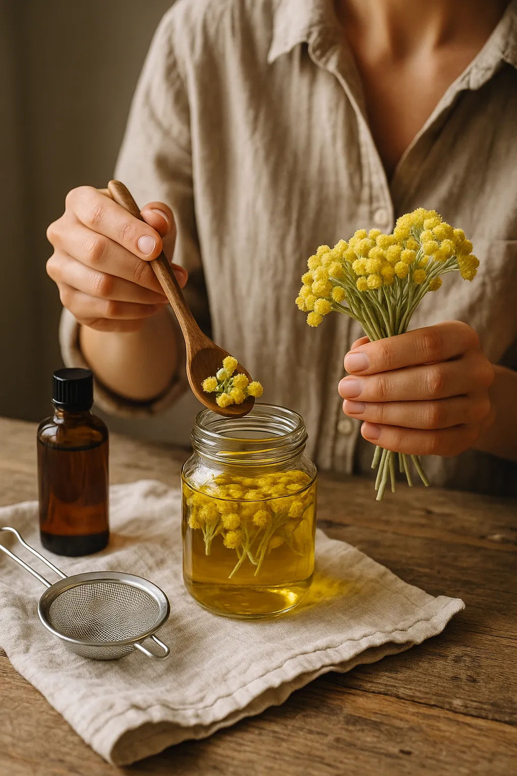 préparation à base d'huile d'immortelle