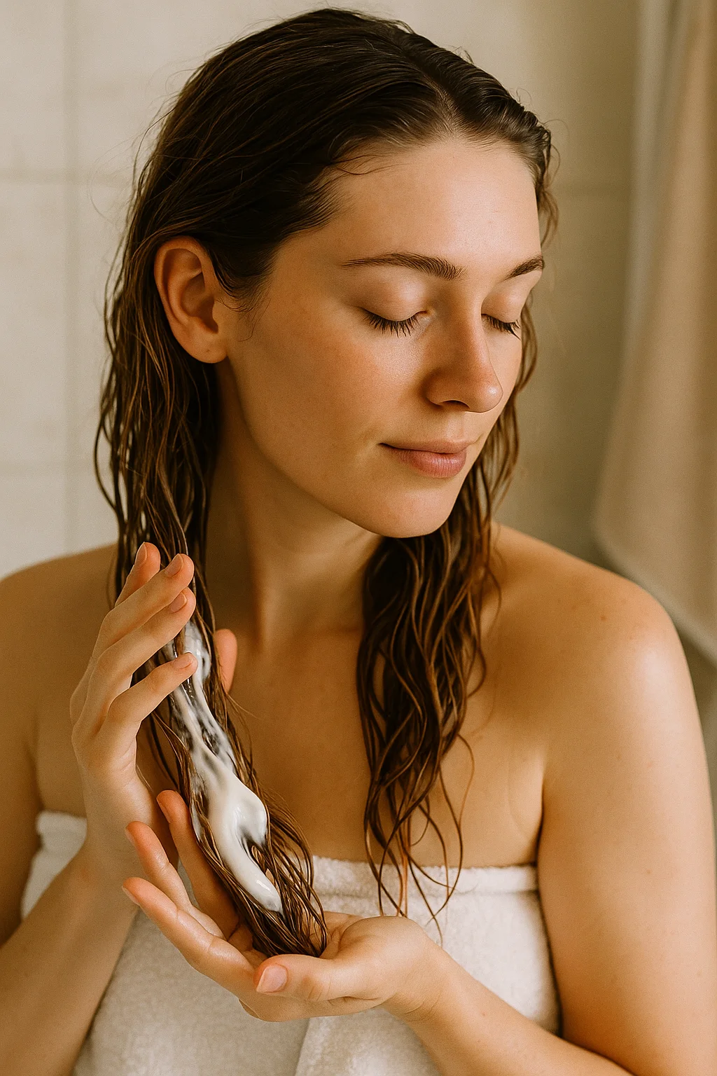 femme se passe de l'après shampoing femme se passe de l'après shampoing