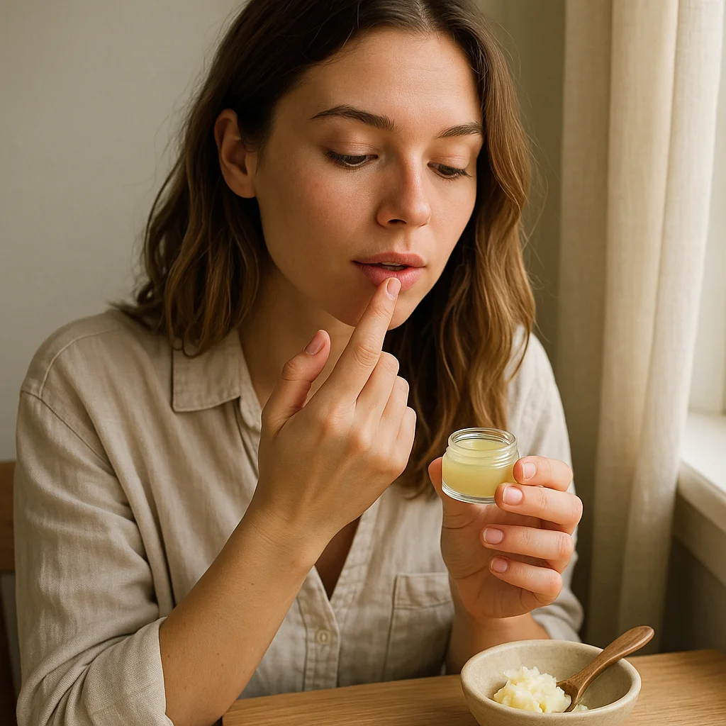 application de baume à lèvres maison