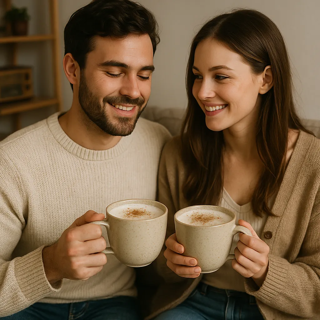 chai_latte_couple un couple buvant un chai latte maison