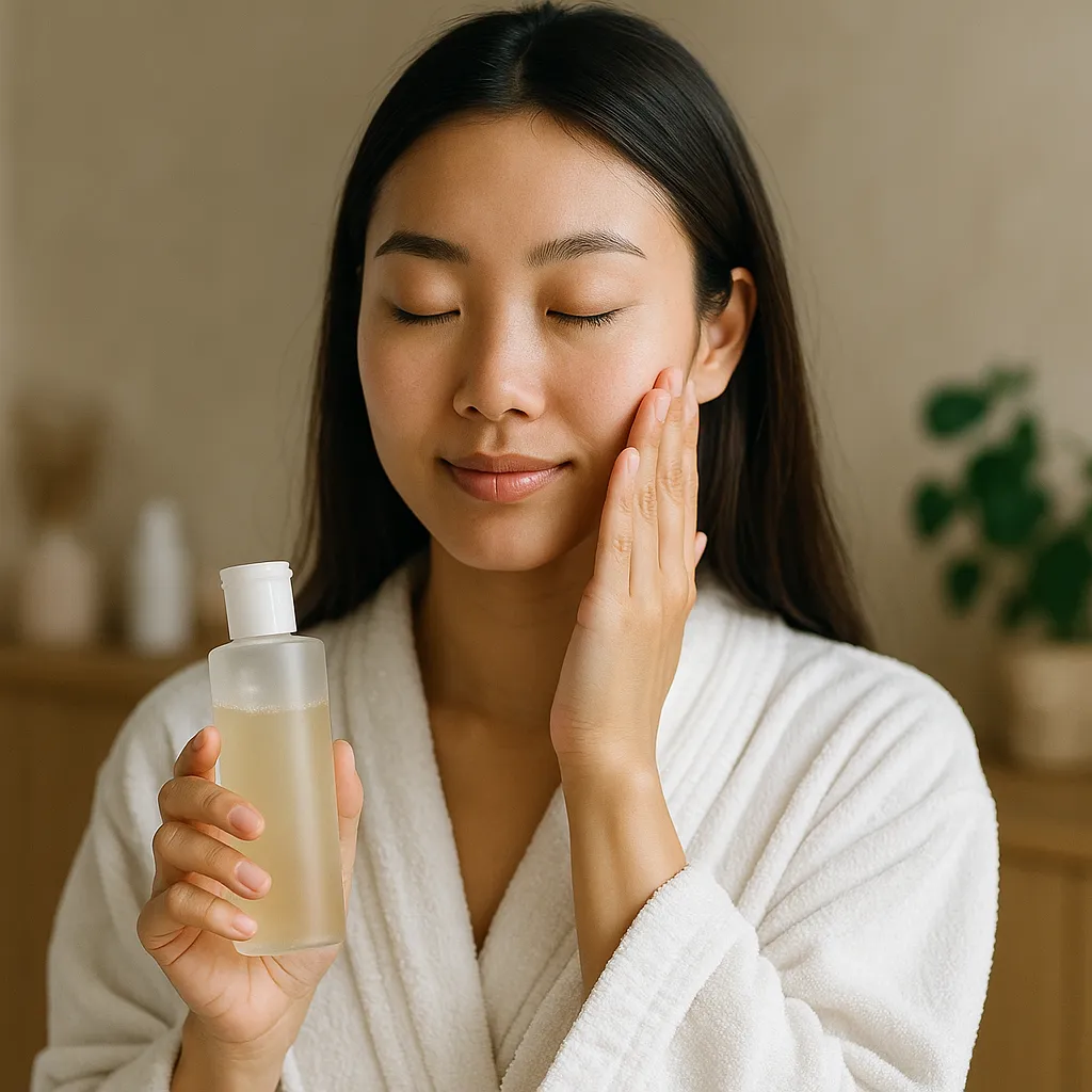 layering_japonais_lotion femme japonaise appliquant une lotion