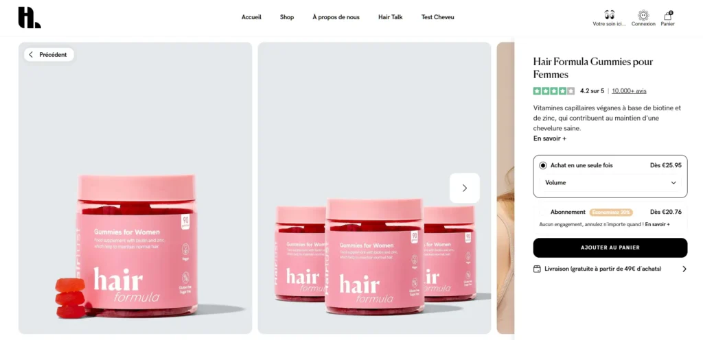 hairlust gummies page produit