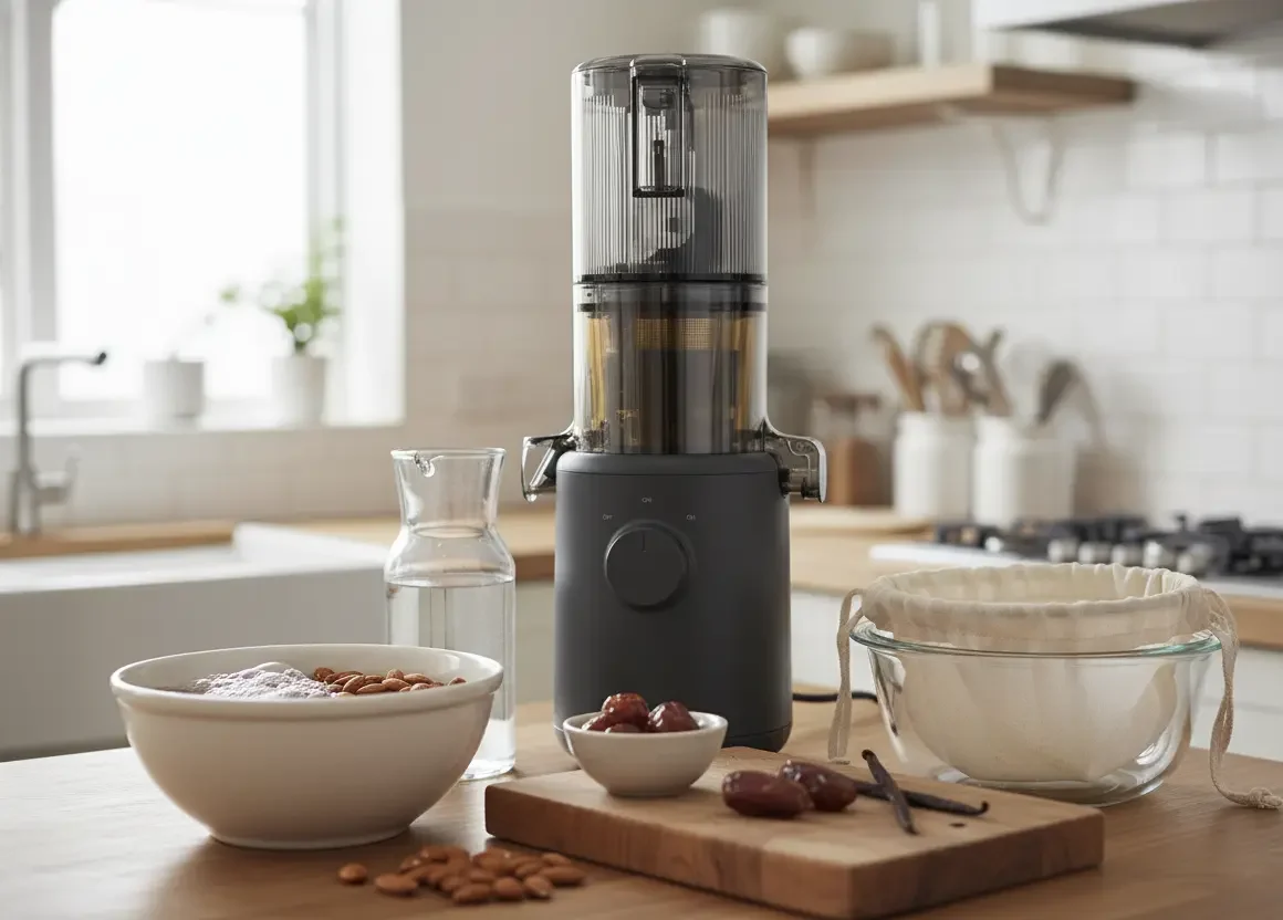 recette lait végétal avec extracteur de jus mise en avant